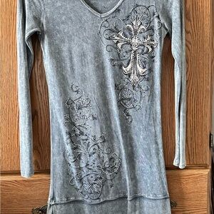 Vocal Gray Embellished Midi Dress